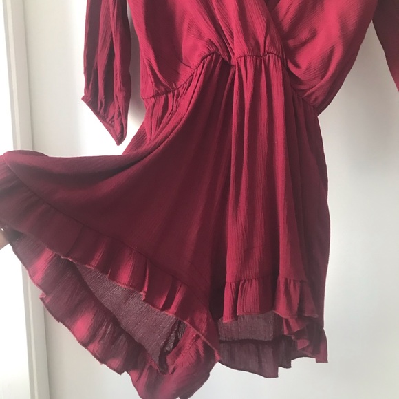 Burgundy Ruffle Romper - Picture 2 of 3